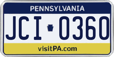 PA license plate JCI0360