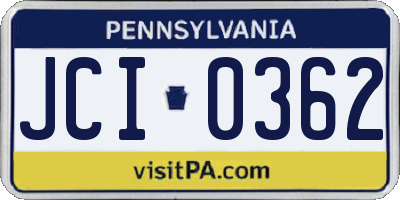 PA license plate JCI0362