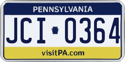 PA license plate JCI0364