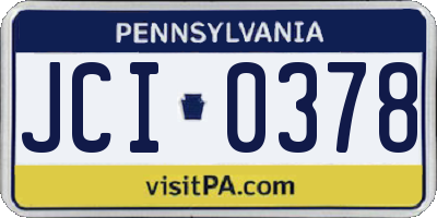 PA license plate JCI0378