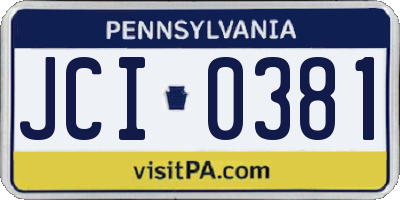 PA license plate JCI0381