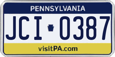 PA license plate JCI0387