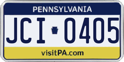 PA license plate JCI0405