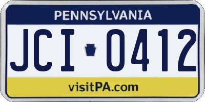 PA license plate JCI0412