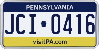 PA license plate JCI0416