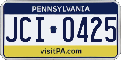 PA license plate JCI0425