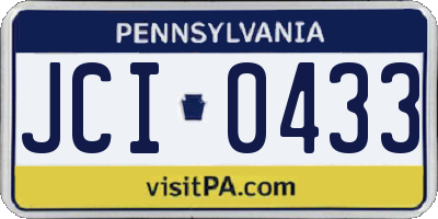 PA license plate JCI0433