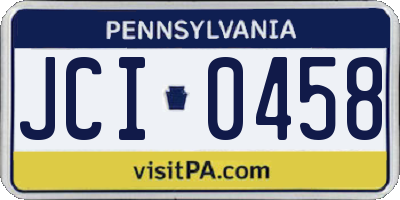 PA license plate JCI0458