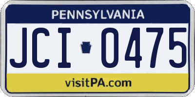 PA license plate JCI0475