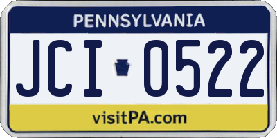 PA license plate JCI0522
