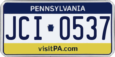 PA license plate JCI0537