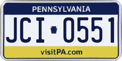 PA license plate JCI0551