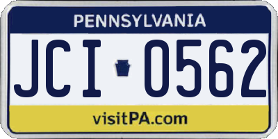 PA license plate JCI0562
