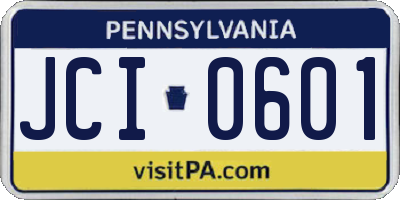 PA license plate JCI0601