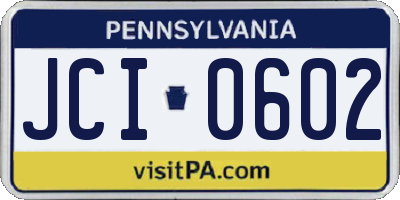 PA license plate JCI0602
