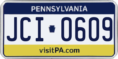 PA license plate JCI0609