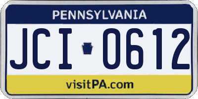 PA license plate JCI0612