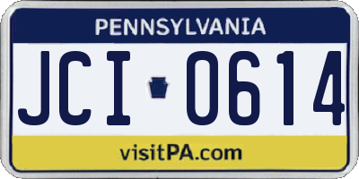 PA license plate JCI0614