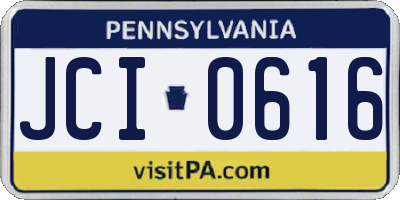 PA license plate JCI0616