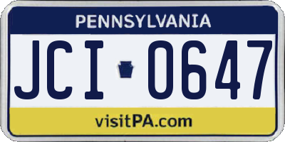 PA license plate JCI0647