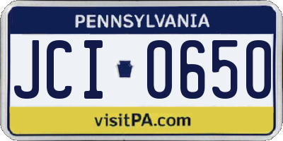 PA license plate JCI0650