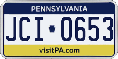 PA license plate JCI0653