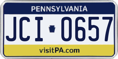 PA license plate JCI0657