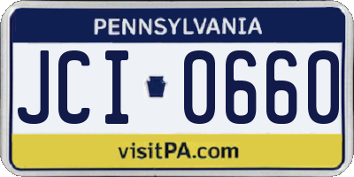 PA license plate JCI0660