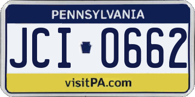 PA license plate JCI0662