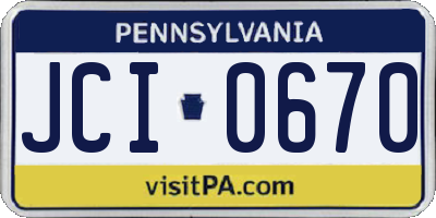 PA license plate JCI0670