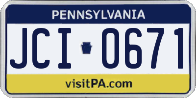 PA license plate JCI0671