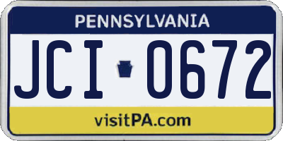 PA license plate JCI0672