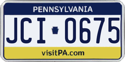 PA license plate JCI0675