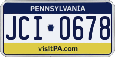 PA license plate JCI0678
