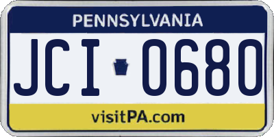 PA license plate JCI0680
