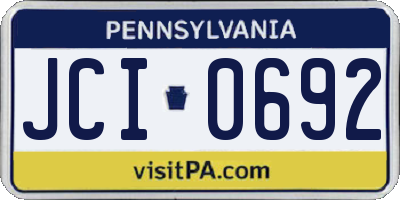 PA license plate JCI0692