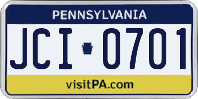 PA license plate JCI0701