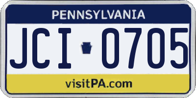PA license plate JCI0705