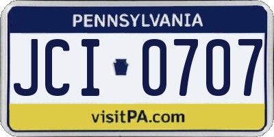 PA license plate JCI0707