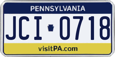 PA license plate JCI0718