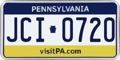 PA license plate JCI0720