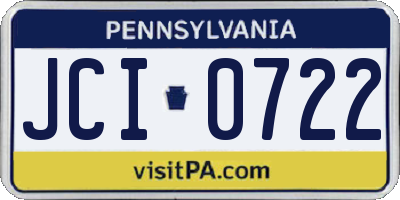 PA license plate JCI0722