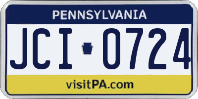PA license plate JCI0724