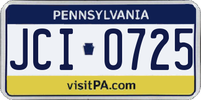 PA license plate JCI0725