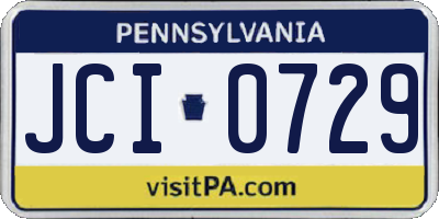 PA license plate JCI0729