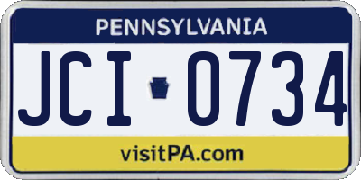 PA license plate JCI0734