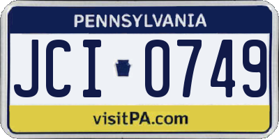 PA license plate JCI0749