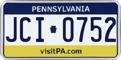 PA license plate JCI0752