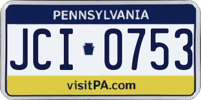 PA license plate JCI0753