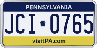 PA license plate JCI0765